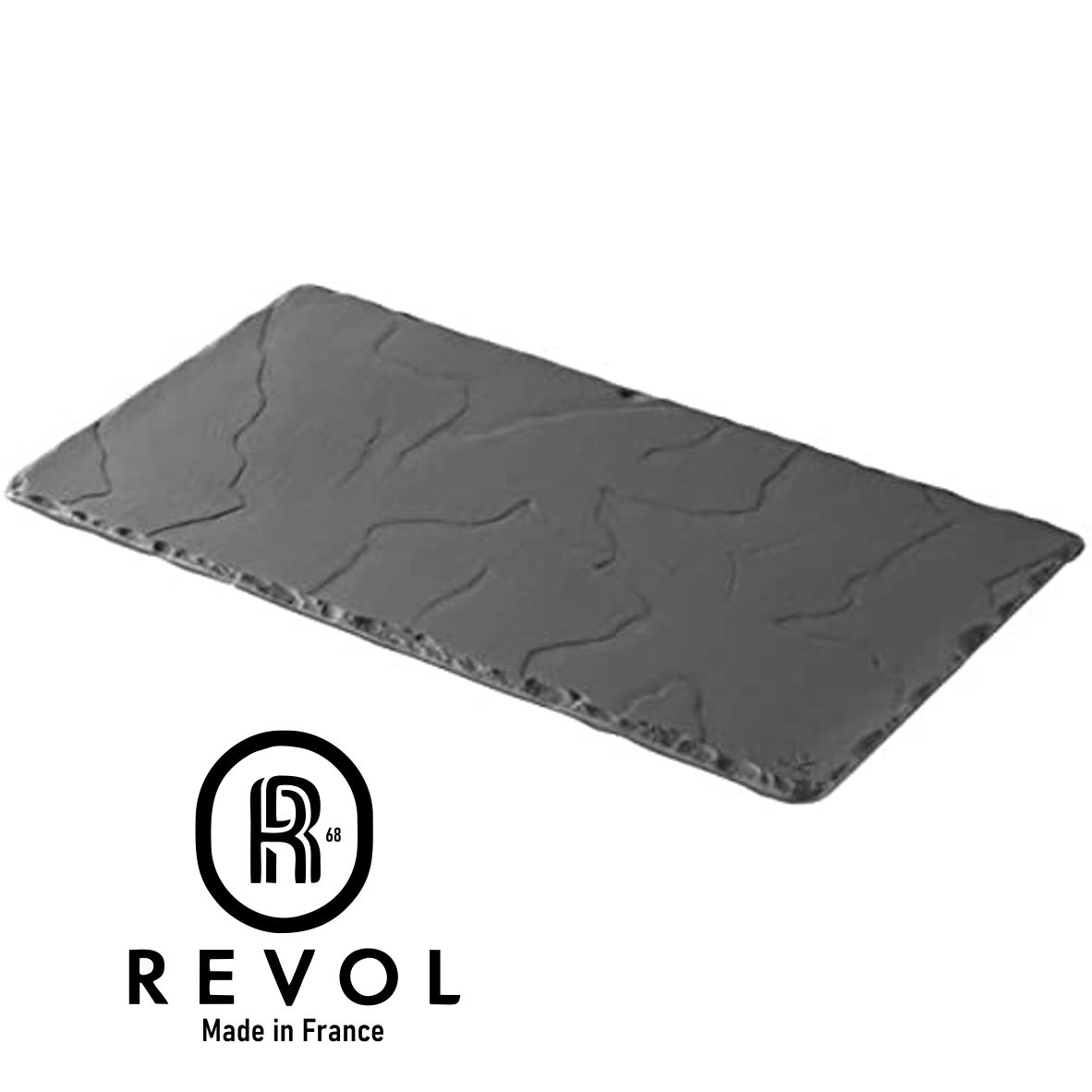 Revol porcelain plate rectangular shape Basalt collection