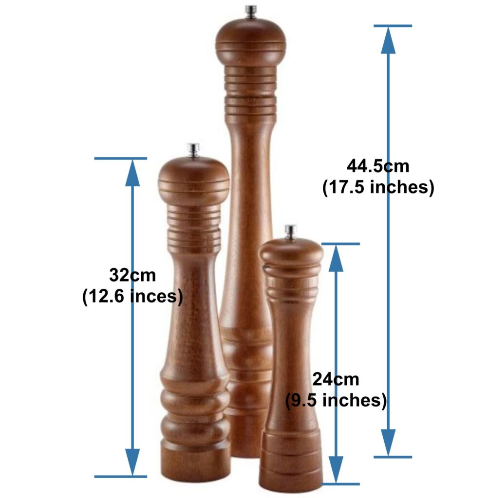 Walnut wood pepper mill grinder sizes