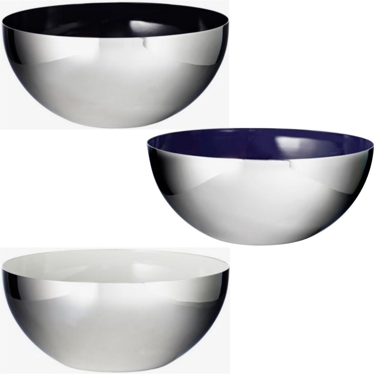 Enamel serving bowl black blue white